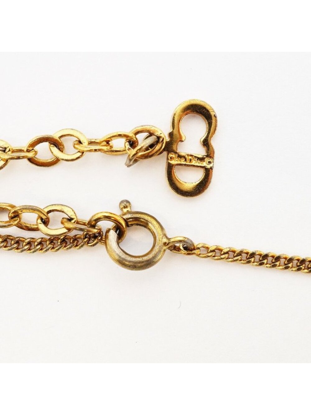 Dior Necklace CD Logo Gold Plated Line Stone - Picture 4 of 6